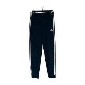Adidas Girls Joggers 3 Stripes Bottom Bands Black White Size Large (14/16)